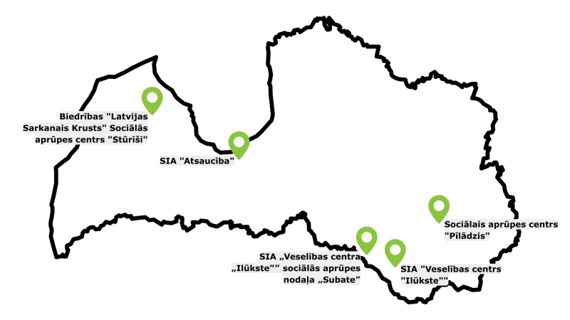 Pakalpojuma sniedzēju atrašanās vietas kartē